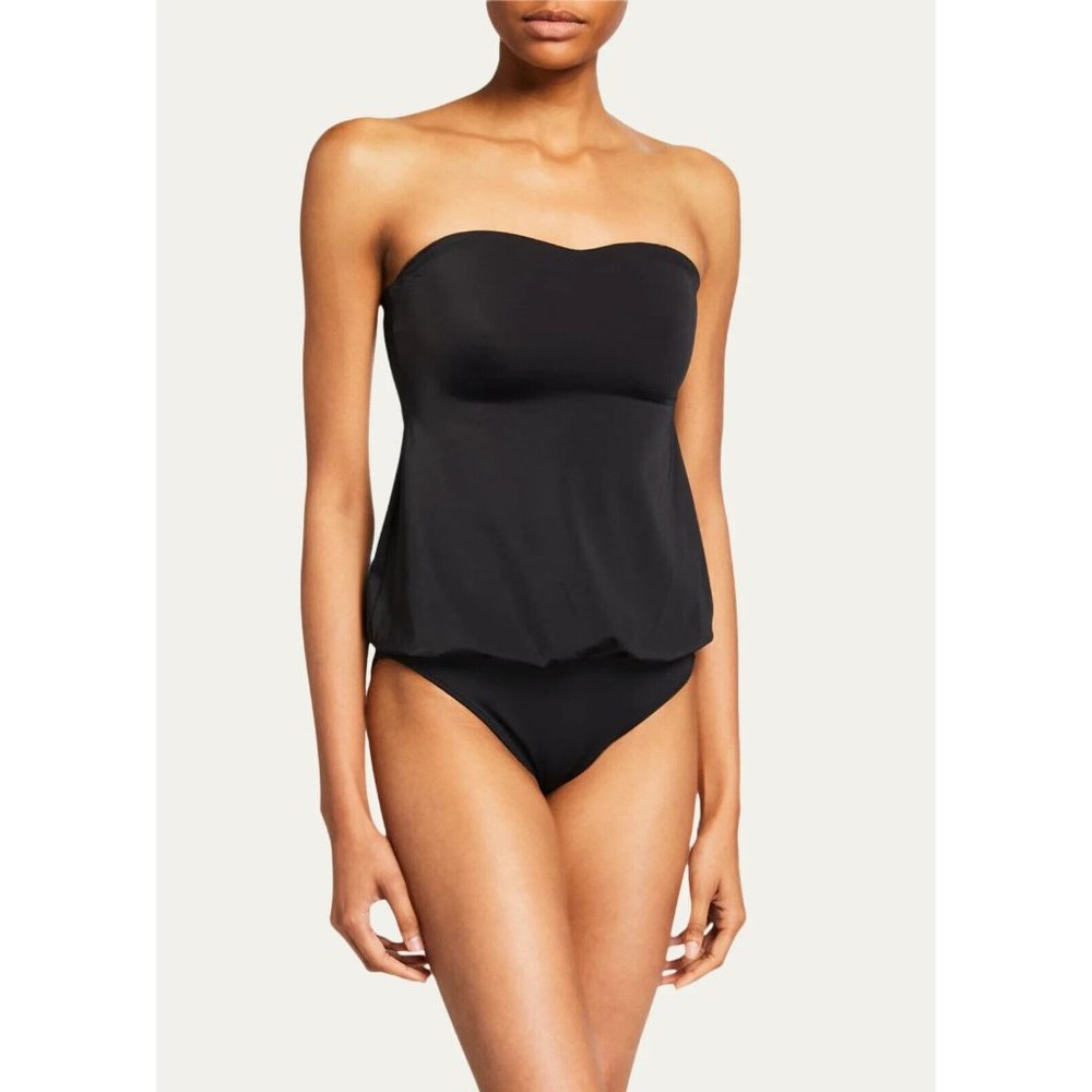 Norma Kamali Strapless Blouson Babydoll Mio One Piece Bathing Suit Small